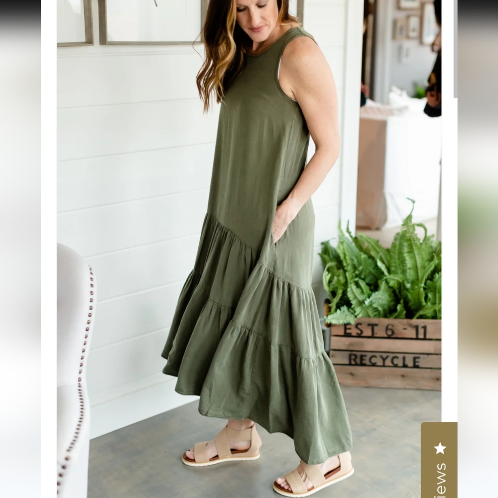 THREAD & SUPPLY Inherit Sleeveless Dress Tiered Ruffles High Low Hem Size XS